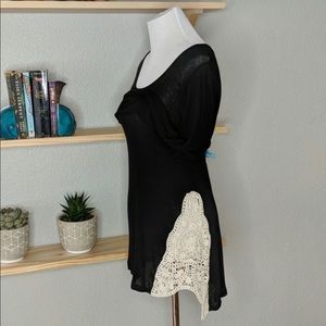 lightweight black tunic with crochet side inserts